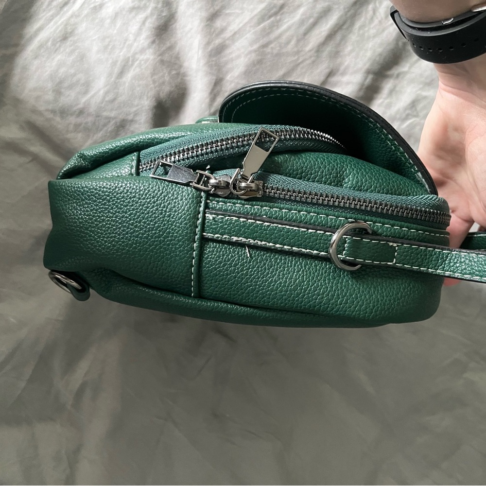 Green Leather Texture Mini Backpack, Crossbody, M… - image 3